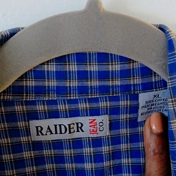 Raider Jean CO Mens Short Sleeve Blue Plaid Shirt Size XL - Picture 3 of 10
